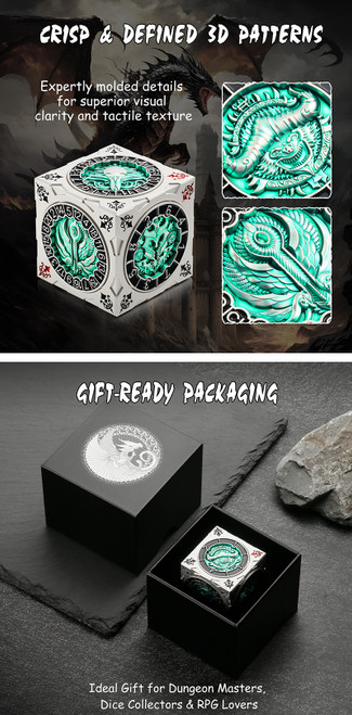 Dice and Gaming Accessories Other Gaming Accessories: Green & Silver Cube Spinner Dice