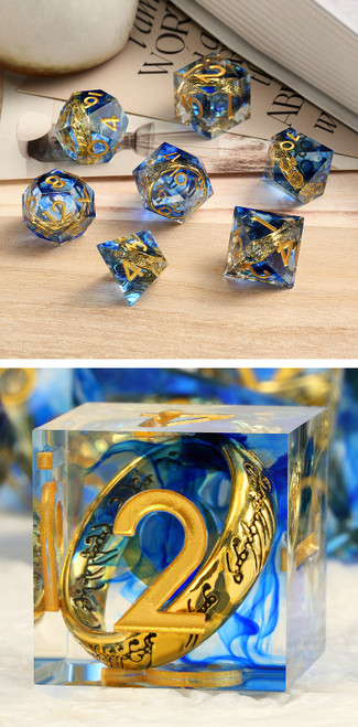 Dice and Gaming Accessories Polyhedral RPG Sets: Stuff-Inside - That Other Ring (Blue) - Sharp Edge Resin (7)