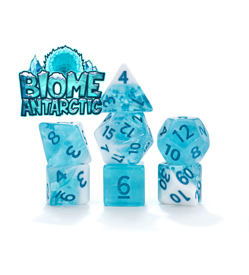 Dice and Gaming Accessories Polyhedral RPG Sets: Blue and Turquoise - Antarctic Biome - Flowstone (7)