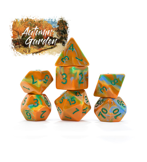 Dice and Gaming Accessories Polyhedral RPG Sets: Red and Orange - Autumn Garden - Van Gogh Dice (7)
