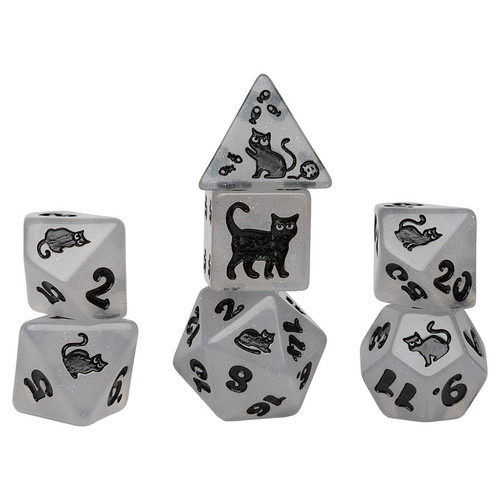 Dice and Gaming Accessories Polyhedral RPG Sets: Black and Grey - Animal Dice - Shimmerpaw (7)
