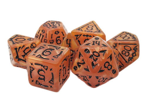Dice and Gaming Accessories Polyhedral RPG Sets: Red and Orange - All Hallows Eve - Orange w/ Black (7)