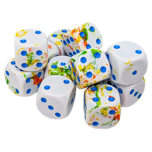Dice and Gaming Accessories D6 Sets: Multicolored - Brush: 16mm D6 Breezy/Blue (12)