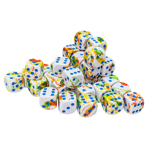 Dice and Gaming Accessories D6 Sets: White and Clear - Brush: 12mm D6 Breezy/Blue (36)