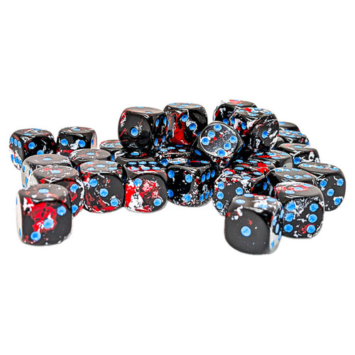 Dice and Gaming Accessories D6 Sets: Black and Grey - Brush: 12mm D6 Dark Side/Blue (36)