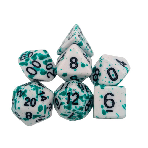 Dice and Gaming Accessories Polyhedral RPG Sets: Yellow and Green - Green Splatter Dice (7)