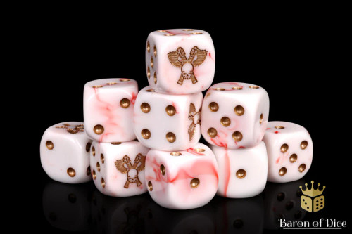 Dice and Gaming Accessories D6 Sets: Red and Orange - Skull Grinders Dice - Carnage (25) Square Corner 