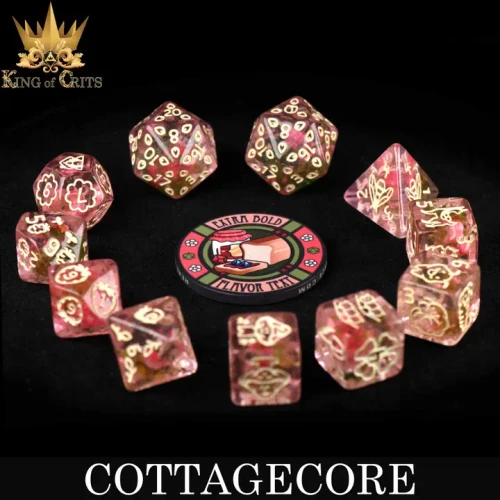 Dice and Gaming Accessories Polyhedral RPG Sets: Purple and Pink - Cottagecore (11)