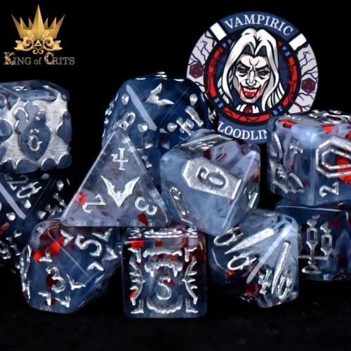 Dice and Gaming Accessories Polyhedral RPG Sets: Black and Grey - Vampiric Bloodline (11)