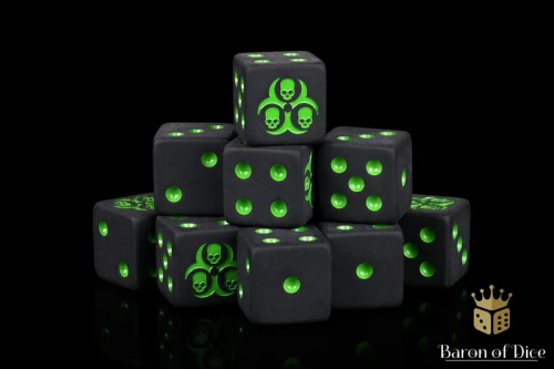 Dice and Gaming Accessories D6 Sets: Black and Grey - Black Plague Dice (25) Square Corner 