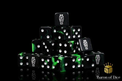 Dice and Gaming Accessories D6 Sets: Black and Grey - Day of the Dead Dice - Silver Coffin (25) Square Corner 