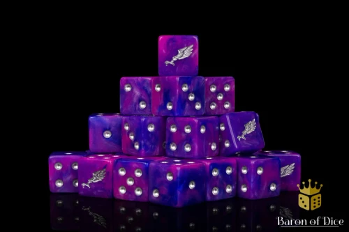 Dice and Gaming Accessories D6 Sets: Purple and Pink - Children of Profligacy Dice - Silver (25) Square Corner 