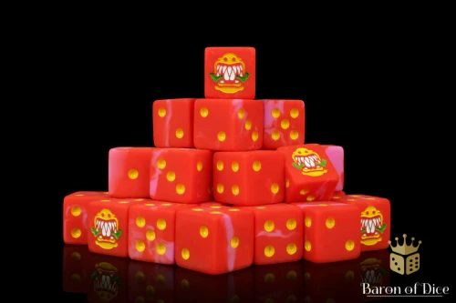 Dice and Gaming Accessories D6 Sets: Red and Orange - Cave Monsters Dice (25) Square Corner