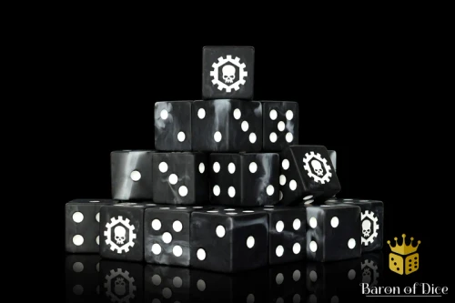Dice and Gaming Accessories D6 Sets: Black and Grey - Iron Cog Dice (25) Square Corner