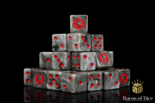 Dice and Gaming Accessories D6 Sets: Black and Grey - Machine Dice (25) Square Corner