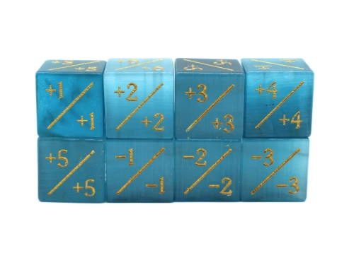 Dice and Gaming Accessories Game-Specific Dice Sets: +1/-1 Cat's Eye Teal Counter Dice (8)
