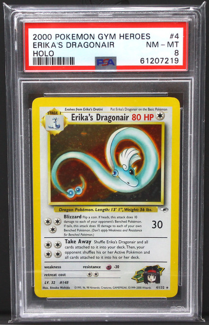 (Secondhand) Pokemon TCG: Pokemon Singles - Used Pokemon TCG: Erika's Dragonair - Gym Heroes (04/132, PSA 8 Grade)
