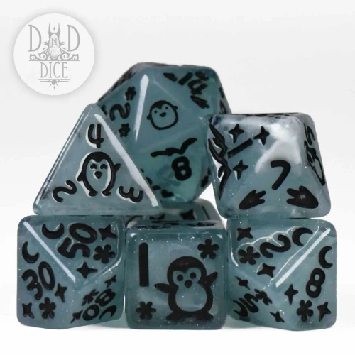 Dice and Gaming Accessories Polyhedral RPG Sets: Yellow and Green - Penguin Pals (7)