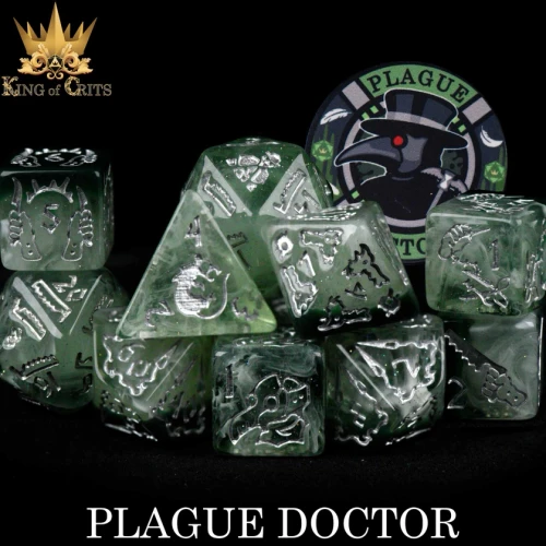 Dice and Gaming Accessories Polyhedral RPG Sets: Yellow and Green - Plague Doctor (11)