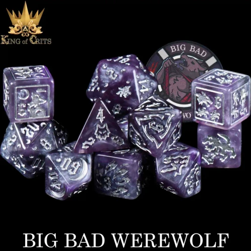Dice and Gaming Accessories Polyhedral RPG Sets: Purple and Pink - Big Bad Werewolf (11)