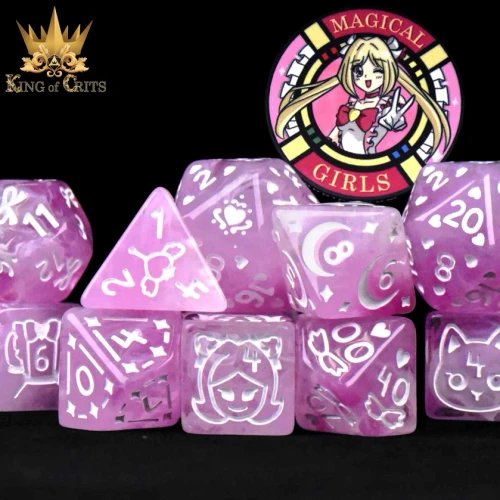 Dice and Gaming Accessories Polyhedral RPG Sets: Purple and Pink - Magical Girls (11)