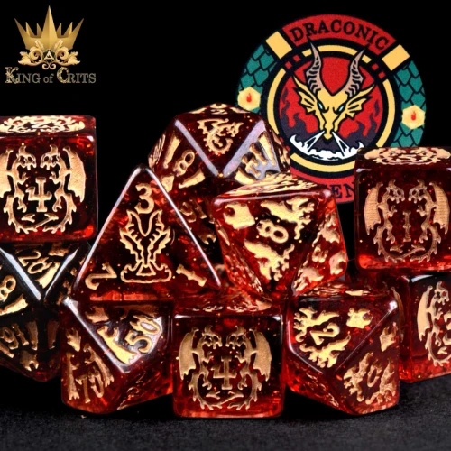 Dice and Gaming Accessories Polyhedral RPG Sets: Red and Orange - Draconic Descent (11)