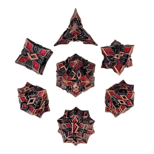 Dice and Gaming Accessories Polyhedral RPG Sets: Metal and Metallic - Gothic Knight Copper & Red - Metal (7)