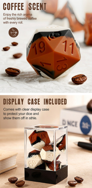 Dice and Gaming Accessories Polyhedral RPG Sets: Opaque - Coffee - Scented Silicone (7)