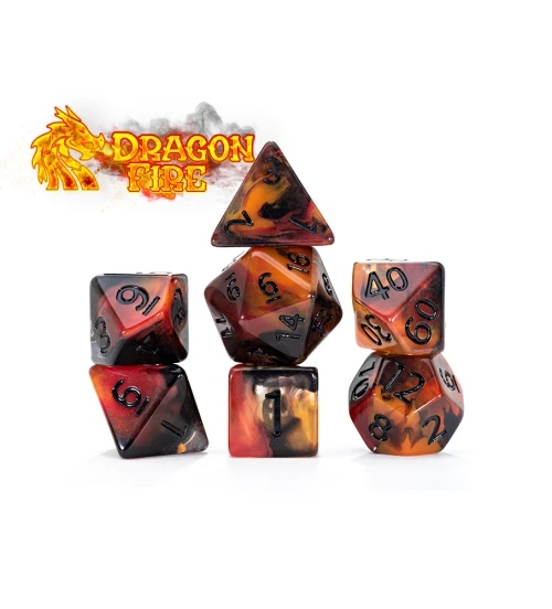 Dice and Gaming Accessories Polyhedral RPG Sets: Transparent/Translucent - Essence Dice: Dragon Fire (7)