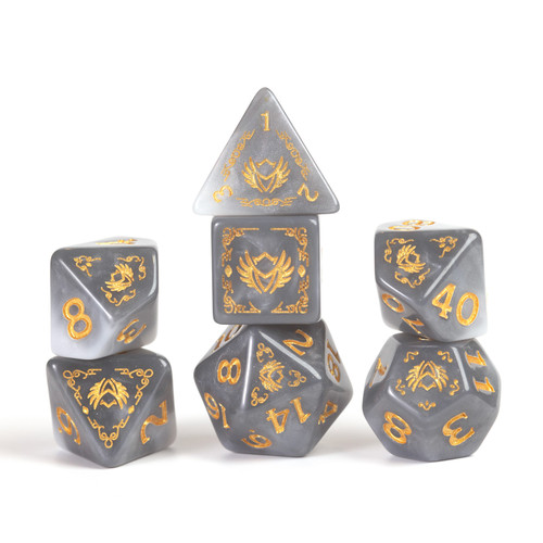 Dice and Gaming Accessories Polyhedral RPG Sets: White and Clear - D&D Adventure Dice - Paladin - White/Grey
