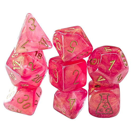 Dice and Gaming Accessories Polyhedral RPG Sets: Red and Orange - Shimmer: Ignis/Gold with bonus Die (8)
