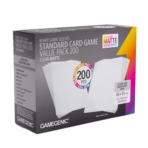 Matte Board Game Sleeves: Standard Card Game Sleeves 66mm x 91mm (200) (Gray)