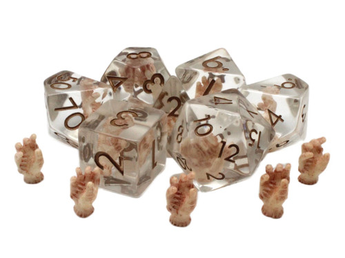 Dice and Gaming Accessories Polyhedral RPG Sets: Transparent/Translucent - Infused - Severed hand (7)
