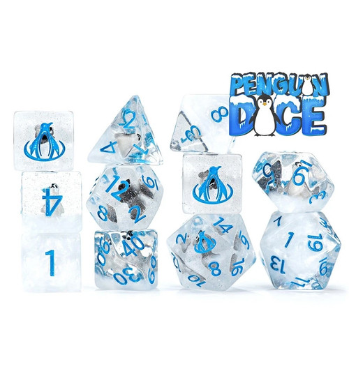 Dice and Gaming Accessories Polyhedral RPG Sets: Transparent/Translucent - Inclusion - Penguin Dice (7)