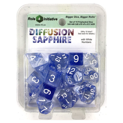 Dice and Gaming Accessories Polyhedral RPG Sets: Diffusion Sapphire/White (15)