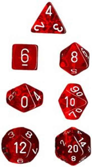 Dice and Gaming Accessories Polyhedral RPG Sets: Red and Orange - Translucent: Red/White (7) Revised