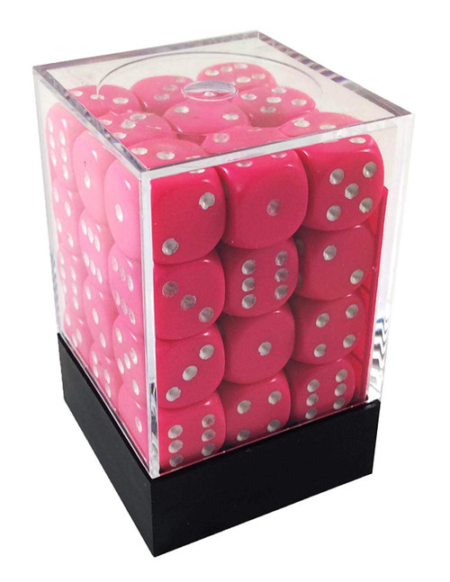 Dice and Gaming Accessories D6 Sets: Opaque: 12mm D6 Pink/White (36)