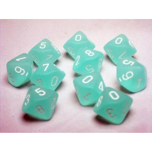 Dice and Gaming Accessories D10 Sets: Frosted: D10 Teal/White (10)