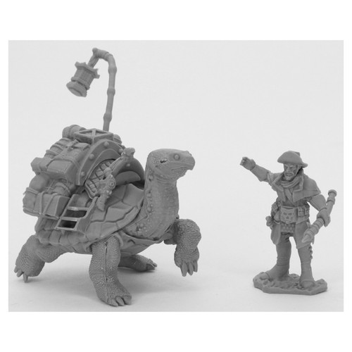 RPG Miniatures: Reaper Minis - Bones Black: Dreadmere Tortoise & Drayman
