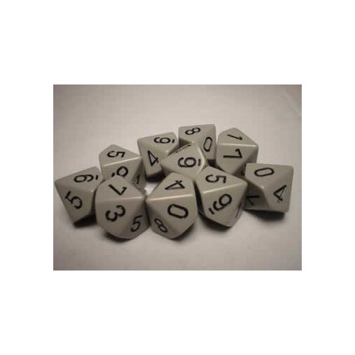 Dice and Gaming Accessories D10 Sets: Opaque: D10 Grey/Black (10)