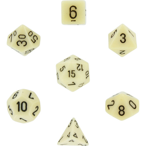 Dice and Gaming Accessories Polyhedral RPG Sets: White and Clear - Opaque: Ivory/Black (7)