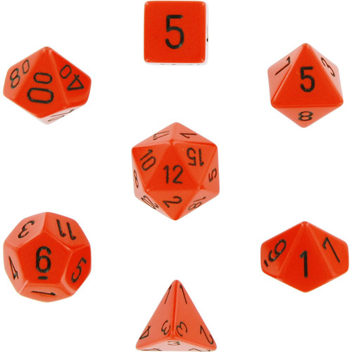 Dice and Gaming Accessories Polyhedral RPG Sets: Opaque: Orange/Black (7)