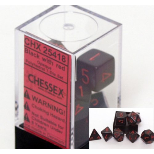 Dice and Gaming Accessories Polyhedral RPG Sets: Opaque: Black/Red (7)