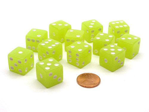 Dice and Gaming Accessories D6 Sets: d6Cube16mmGLOW LEwh (12)