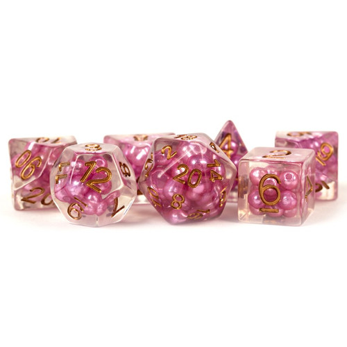 Dice and Gaming Accessories Polyhedral RPG Sets: Transparent/Translucent - Pink Pearls/Copper (7)