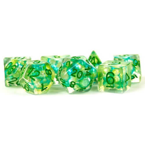 Dice and Gaming Accessories Polyhedral RPG Sets: Transparent/Translucent - Seafoam Pearls/Green (7)