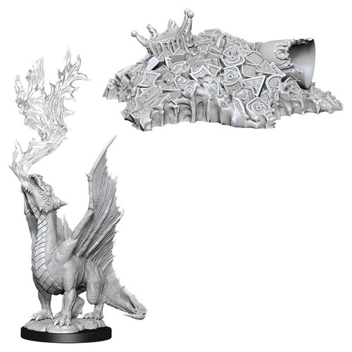 RPG Miniatures: Monsters and Enemies - Nolzur's Marvelous Unpainted Minis: Gold Dragon Wyrmling & Small Treasure Pile