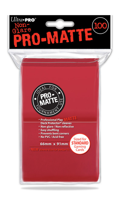Card Sleeves: Solid Color Sleeves - Pro-Matte Standard Deck Protectors - Red (100)
