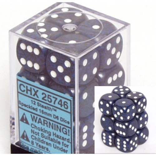 Dice and Gaming Accessories D6 Sets: Speckled - Speckled: 16mm D6 Stealth (12)