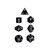 Dice and Gaming Accessories Polyhedral RPG Sets: Black and Grey - Opaque: Black/White (7)